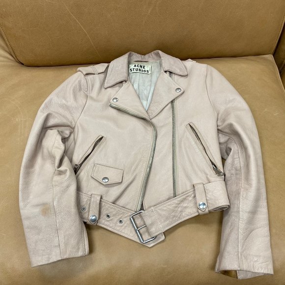 Acne Studios Crop Leather Biker Jacket - Picture 4 of 5